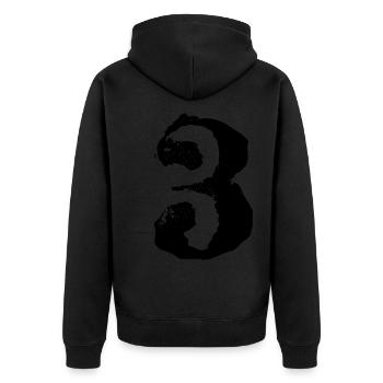 Maillot numéro 3 - Veste à capuche bio Premium Unisexe - noir - Dos - Nico (187cm)