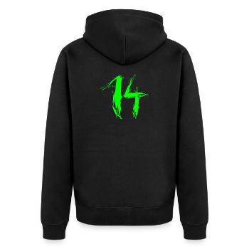 zahl 14 grün 14.Geburtstag Lieblingszahl Vektor - Unisex Premium Organic Zip Hoodie - black - Back - Nico (187cm)