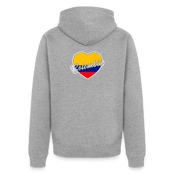 Kolumbien - Unisex Premium Bio Zip Hoodie - Grau meliert - Hinten - Nico (187cm)