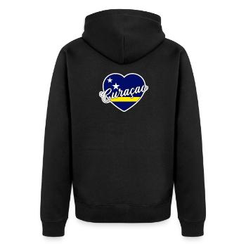 Curaçao - Unisex Premium Bio Zip Hoodie - Schwarz - Hinten - Nico (187cm)