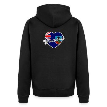 Montserrat - Unisex Premium Organic Zip Hoodie - black - Back - Nico (187cm)