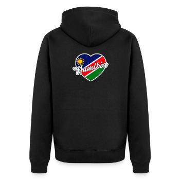 Namibia - Unisex Premium Bio Zip Hoodie - Schwarz - Hinten - Nico (187cm)