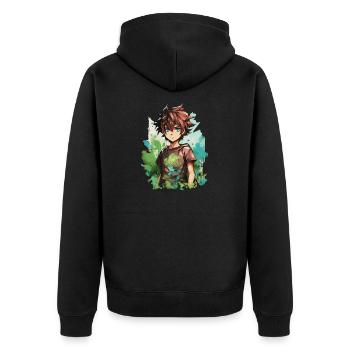 Anime Boy - Unisex Premium Bio Zip Hoodie - Schwarz - Hinten - Nico (187cm)