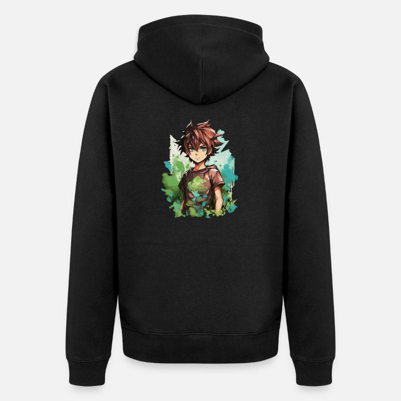 Garçon d’anime - Veste à capuche bio Premium Unisexe - noir