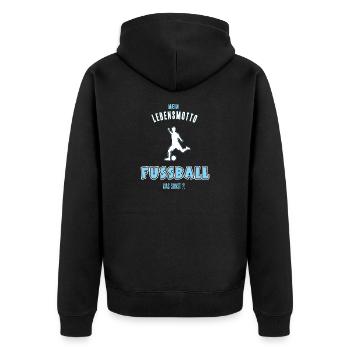 Fussball Leidenschaft Fussballfan Fussballspieler - Unisex Premium Bio Zip Hoodie - Schwarz - Hinten - Nico (187cm)