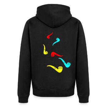 Smoking a pipe - Unisex Premium Organic Zip Hoodie - black - Back - Nico (187cm)