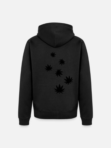 Hemp Leaf Icon - Unisex Premium Organic Zip Hoodie - black