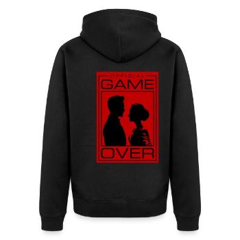 Hochzeitspaar Game Over Brautpaar Jga - Unisex Premium Bio Zip Hoodie - Schwarz - Hinten - Nico (187cm)