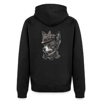 Steampunk Dog - Unisex Premium Organic Zip Hoodie - black - Back - Nico (187cm)