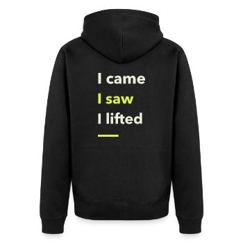 I Came, I Saw, I Lifted - Unisex Premium Organic Zip Hoodie - black - Back - Nico (187cm)