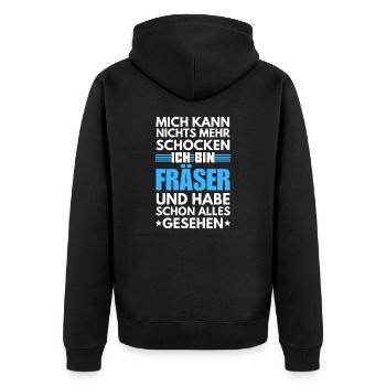 Nicht schockbarer Fräser - Unisex Premium Bio Zip Hoodie - Schwarz - Hinten - Nico (187cm)