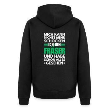 Nicht schockbarer Fräser - Unisex Premium Bio Zip Hoodie - Schwarz - Hinten - Nico (187cm)