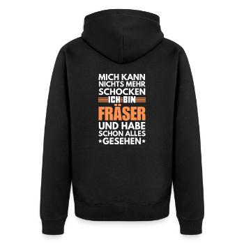 Nicht schockbarer Fräser - Unisex Premium Bio Zip Hoodie - Schwarz - Hinten - Nico (187cm)