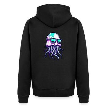 Qualle Cool Comic - Unisex Premium Bio Zip Hoodie - Schwarz - Hinten - Nico (187cm)