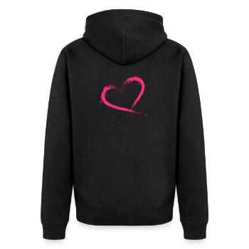 Herz Design Bürste pink rosa Neue Variante - Unisex Premium Bio Zip Hoodie - Schwarz - Hinten - Nico (187cm)