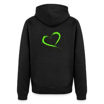 Herz Design Bürste Grün Hellgrün - Unisex Premium Bio Zip Hoodie - Schwarz - Hinten - Nico (187cm)
