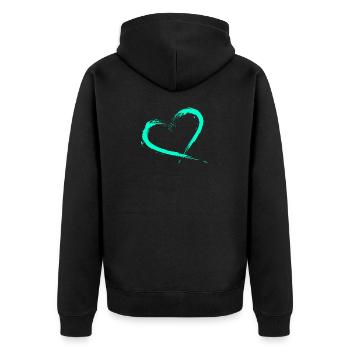 Herz Design Türkis Vektor neu - Unisex Premium Bio Zip Hoodie - Schwarz - Hinten - Nico (187cm)