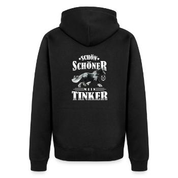 Schön Schöner Mein Tinker - Unisex Premium Bio Zip Hoodie - Schwarz - Hinten - Nico (187cm)