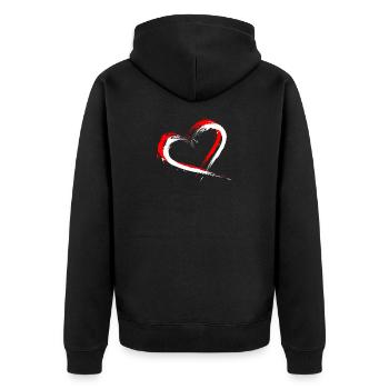 Herz Bürste Fahne der Schweiz Flagge Fahne Farben - Unisex Premium Bio Zip Hoodie - Schwarz - Hinten - Nico (187cm)