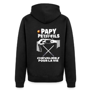 Papy et Petit fils chevaliers Annonce Bébé - Veste à capuche bio Premium Unisexe - noir - Dos - Nico (187cm)