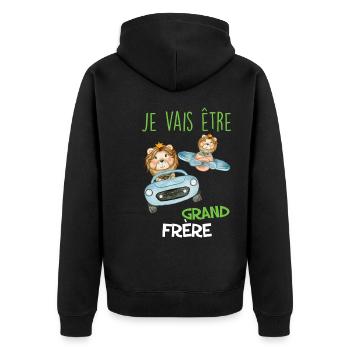 Je Vais etre Grand Frère Naissance Bébé - Veste à capuche bio Premium Unisexe - noir - Dos - Nico (187cm)