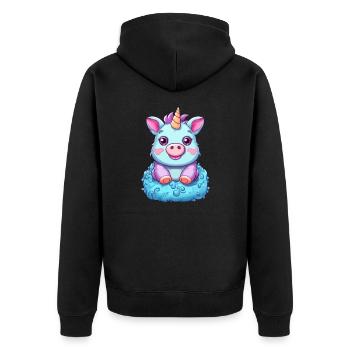 Cochon Licorne - Mignon Fusion Animale Mythique - Veste à capuche bio Premium Unisexe - noir - Dos - Nico (187cm)