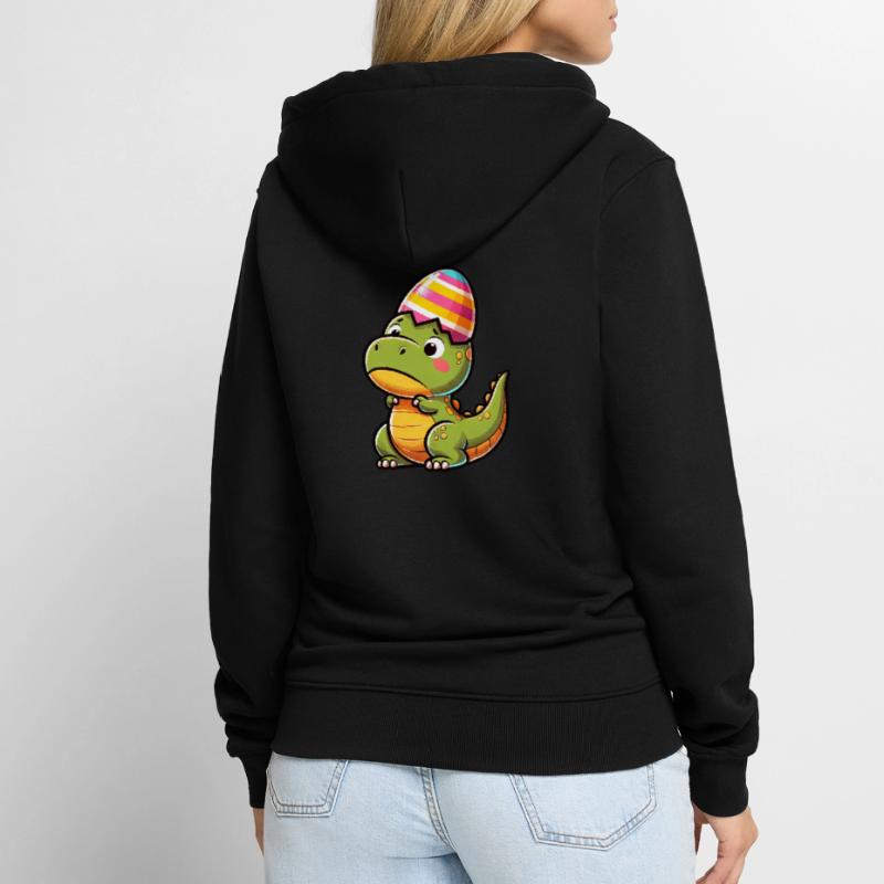 Easter T-Rex in Eggshell, Clumsy Unisex Premium Organic Zip Hoodie