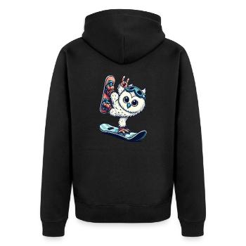 Hibou snowboard harfang des neiges vacances aux sports d'hiver - Veste à capuche bio Premium Unisexe - noir - Dos - Nico (187cm)