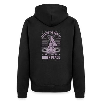 Segeln Yoga The Breeze Inner Peace - Unisex Premium Bio Zip Hoodie - Schwarz - Hinten - Nico (187cm)