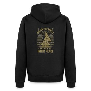 Segeln Yoga The Breeze Inner Peace - Unisex Premium Bio Zip Hoodie - Schwarz - Hinten - Nico (187cm)