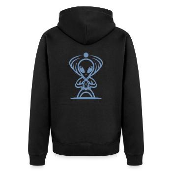 Alien Baseballspieler UFO Baseball Sport - Unisex Premium Bio Zip Hoodie - Schwarz - Hinten - Nico (187cm)