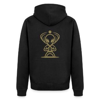 Alien Baseballspieler UFO Baseball Sport - Unisex Premium Bio Zip Hoodie - Schwarz - Hinten - Nico (187cm)
