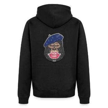 Gorilla Kiss Pixel - Unisex Premium Bio Zip Hoodie - Schwarz - Hinten - Nico (187cm)