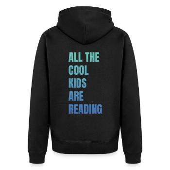 All Cool Kids Reading Teachers - Unisex Premium Organic Zip Hoodie - black - Back - Nico (187cm)