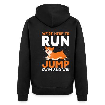 Dock Diving Design for Dog Jumping and Dock Dog - Unisex Premium Organic Zip Hoodie - black - Back - Nico (187cm)