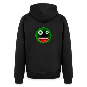 Verrückter Emoji für jedermann! - Unisex Premium Bio Zip Hoodie - Schwarz - Hinten - Nico (187cm)