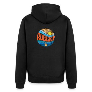 Robert Shirt Vintage Sunset Robert Groovy Tie Dye - Unisex Premium Organic Zip Hoodie - black - Back - Nico (187cm)