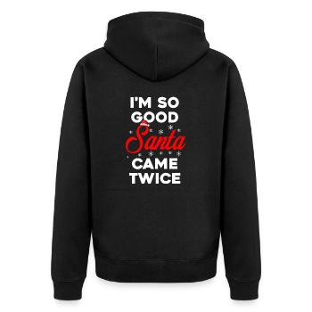 Ich bin so gut, dass der Weihnachtsmann zweimal kam - Dirty Mind Humor - Unisex Premium Bio Zip Hoodie - Schwarz - Hinten - Nico (187cm)