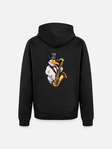 Jazzy Penguin - Unisex Premium Organic Zip Hoodie - black