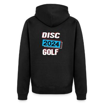 Discgolf 2024 Discgolfer Discgolfspieler Spiel - Unisex Premium Bio Zip Hoodie - Schwarz - Hinten - Nico (187cm)