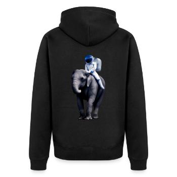 Un astronaute à l’aventure à dos d’éléphant - Veste à capuche bio Premium Unisexe - noir - Dos - Nico (187cm)