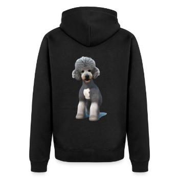 Bedlington Terrier - Unisex Premium Bio Zip Hoodie - Schwarz - Hinten - Nico (187cm)