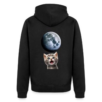 Chat miaulant vers la lune - Veste à capuche bio Premium Unisexe - noir - Dos - Nico (187cm)