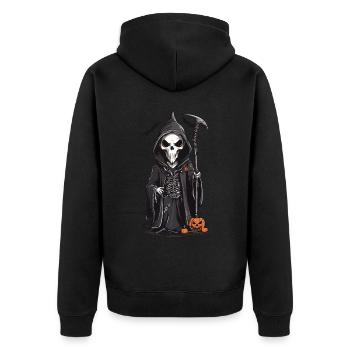 Cartoon Sensenmann lustiges Cartoon Design Magier - Unisex Premium Bio Zip Hoodie - Schwarz - Hinten - Nico (187cm)