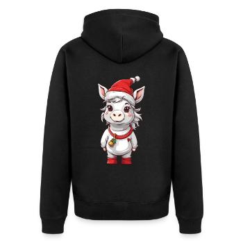 Conception de Noël de chevaux mignons de poney d’hiver - Veste à capuche bio Premium Unisexe - noir - Dos - Nico (187cm)