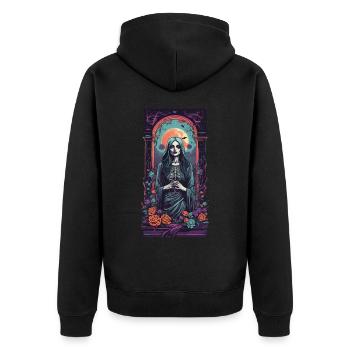 Vintage Goth Girl Victorian Occult Aesthetic - Unisex Premium Organic Zip Hoodie - black - Back - Nico (187cm)