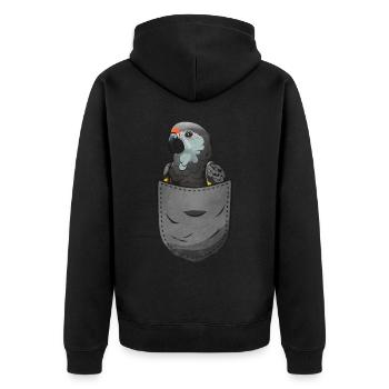 Cadeau de perroquet gris africain - Veste à capuche bio Premium Unisexe - noir - Dos - Nico (187cm)