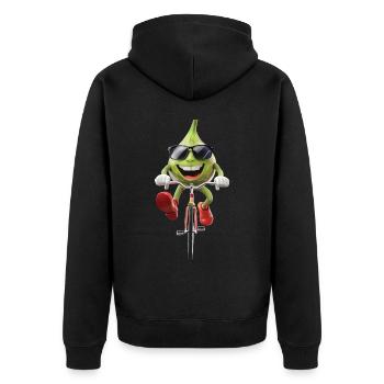 Abb. Radfahren auf dem Fahrrad Geschenk - Unisex Premium Bio Zip Hoodie - Schwarz - Hinten - Nico (187cm)