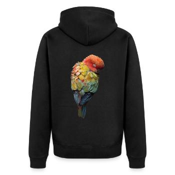 Papagei - Unisex Premium Bio Zip Hoodie - Schwarz - Hinten - Nico (187cm)