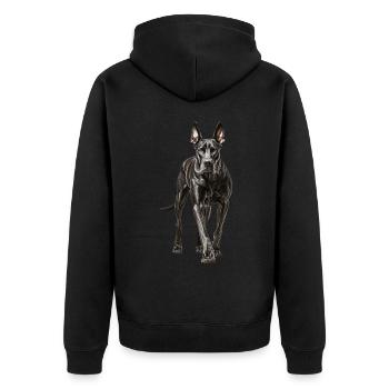 Deutsche Dogge - Unisex Premium Bio Zip Hoodie - Schwarz - Hinten - Nico (187cm)